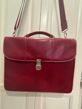 Hexagona Paris Red Leather Messenger Bag — Lady Boss Style